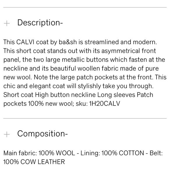 New ba&sh wool Calvi coat. Anthracite. Size European 0 (or 2 in US) - Picture 15 of 15